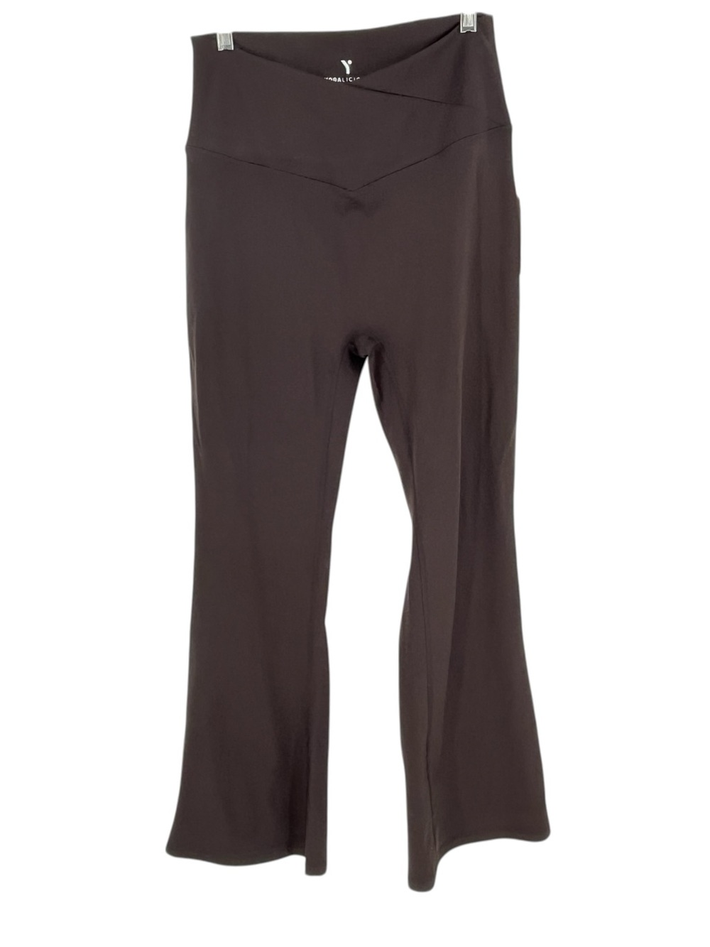 Yogalicious Lux Avenue Wide Leg Pants Size XL Brown Elastic Waist Athleisure NEW